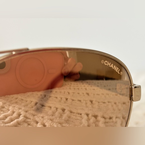 CHANEL Interlocking CC Logo Aviator Sunglasses (Women’s) - Gold - Picture 9 of 16